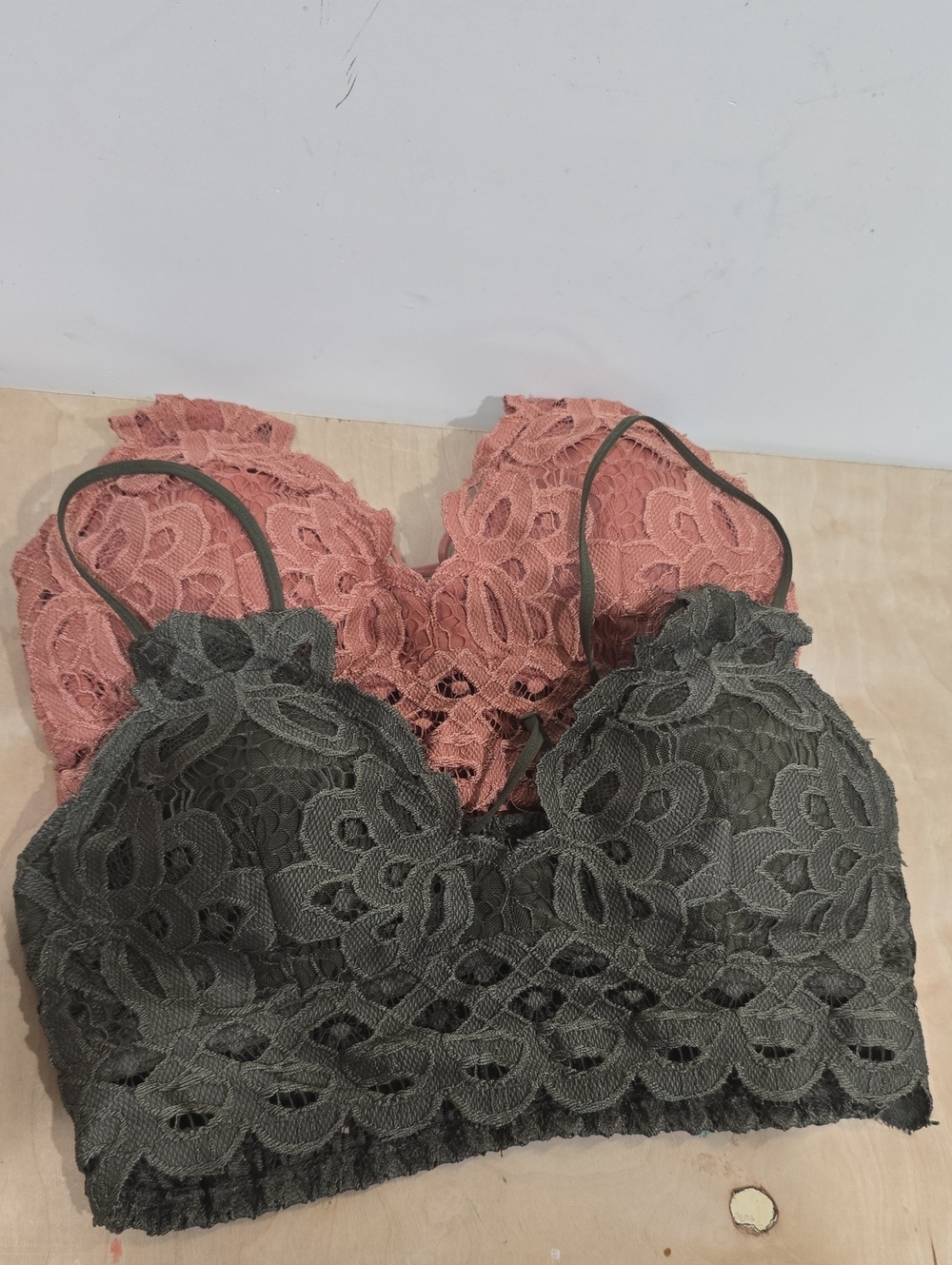Wishlist Lace Bralette Duo in Dusty Rose and Olive